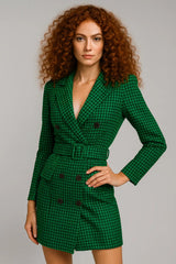 Høst- og vintermote for kvinner med langermet belte med dobbelt belte