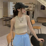 Sleeveless Crop Top & Casual Drawstring Pants-Apricot-1