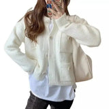 Warm Knit Cardigan with Pockets for Women-1