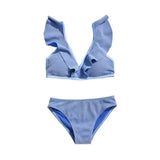 Two-piece Bikini Small Breasts Gathered-Blue-1