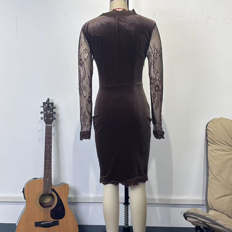 Lace Trim Bodycon Midi Dress