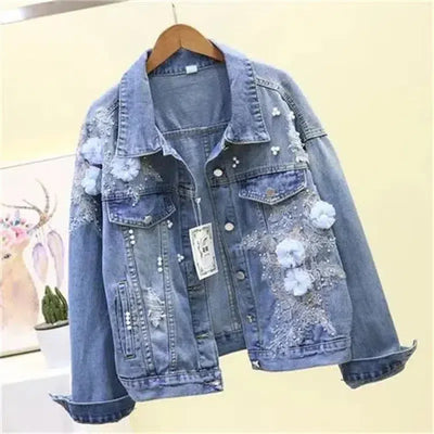 Floral Embroidered Denim Jacket for Women – A Touch of Elegance