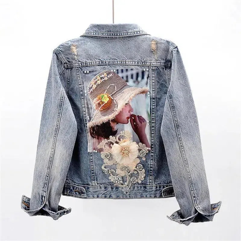 Vintage Floral Embroidered Denim Jacket – Elegant and Edgy-2