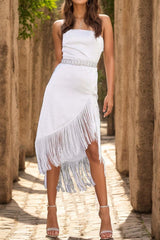 Fringe High-Low Square Neck Cami Dress-5