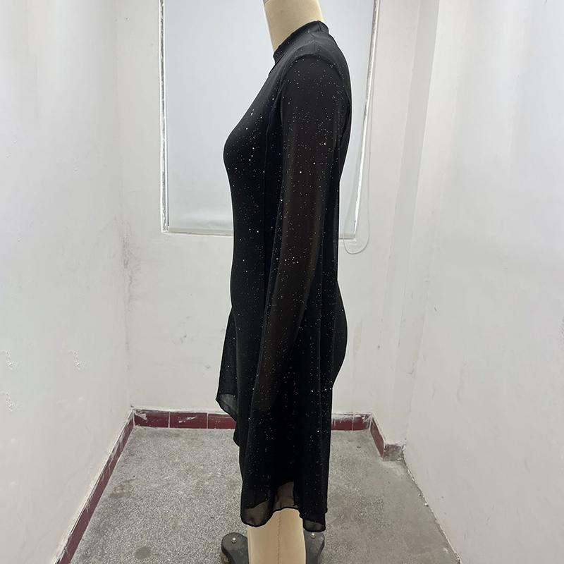 Glitter Bodycon Mini Cocktail Dress