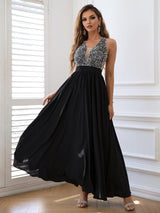 Contrast Sequin Sleeveless Maxi Dress-4