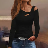 Cut-Out Off Shoulder Long Sleeve Top