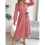 Polka Dot Maxi Dress with Belt