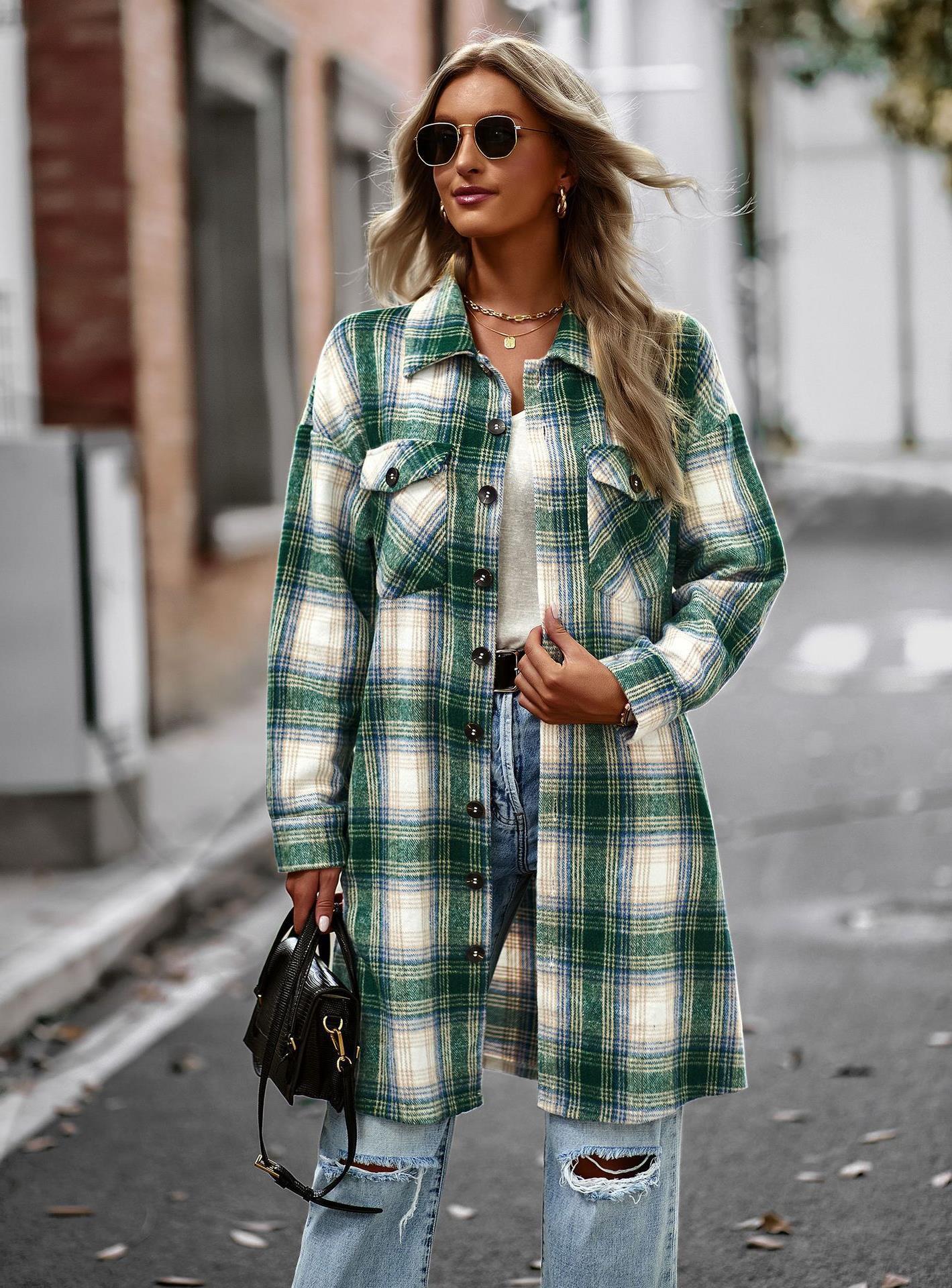 Chic Plaid Long Cardigan Coat