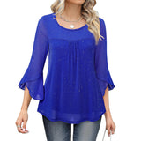 Ruffle Sparkle 3/4 Sleeve Top