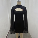 Sparkly Cloak Sleeve Mini Dress