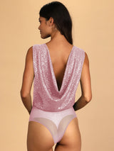 Sequin Surplice Sleeveless Bodysuit-9