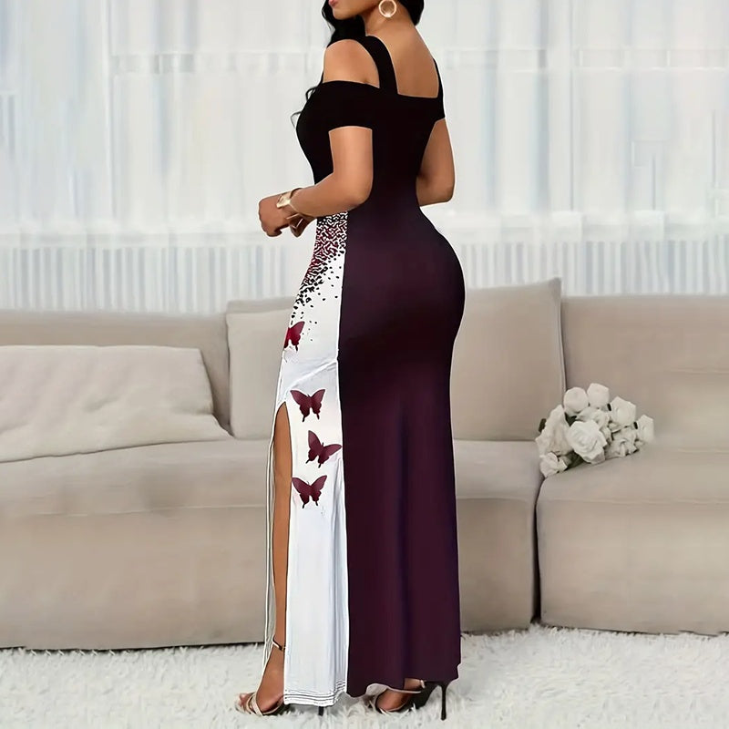 Butterfly Colorblock Maxi Dress