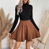 Suede-Look A-Line Mini Skirt
