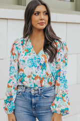 Floral Long Balloon Sleeve Bodysuit-3