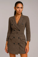 Høst- og vintermote for kvinner med langermet belte med dobbelt belte