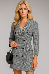 Høst- og vintermote for kvinner med langermet belte med dobbelt belte