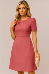 Chic Floral Accent A-Line Dress