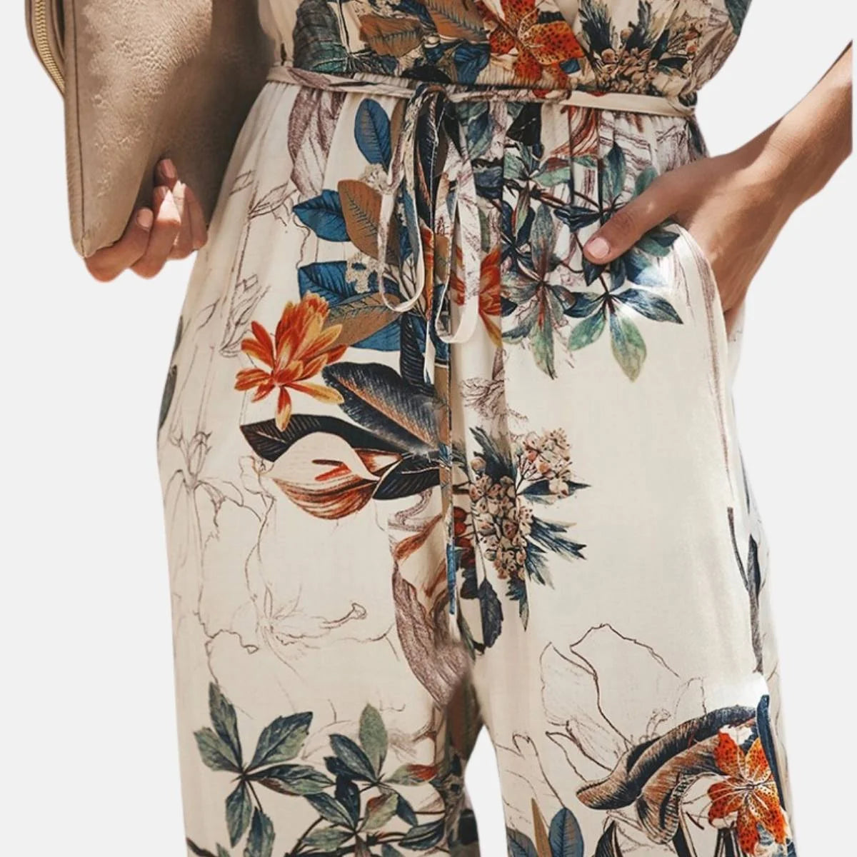 Floral Cotton Jumpsuit – Spaghetti Strap Romper