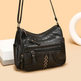 Leather-Texture Multi-Layer Crossbody Bag