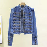 Retro Military-Style Denim Jacket – Bold and Sophisticated