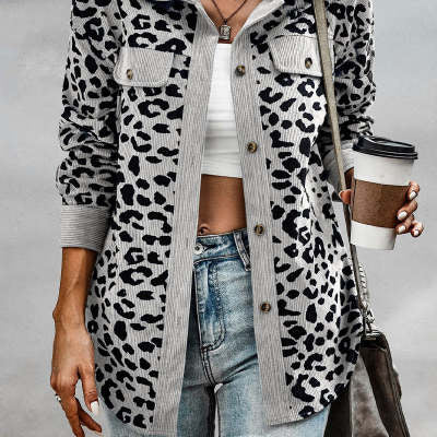 Leopard Print Long Sleeve Jacket