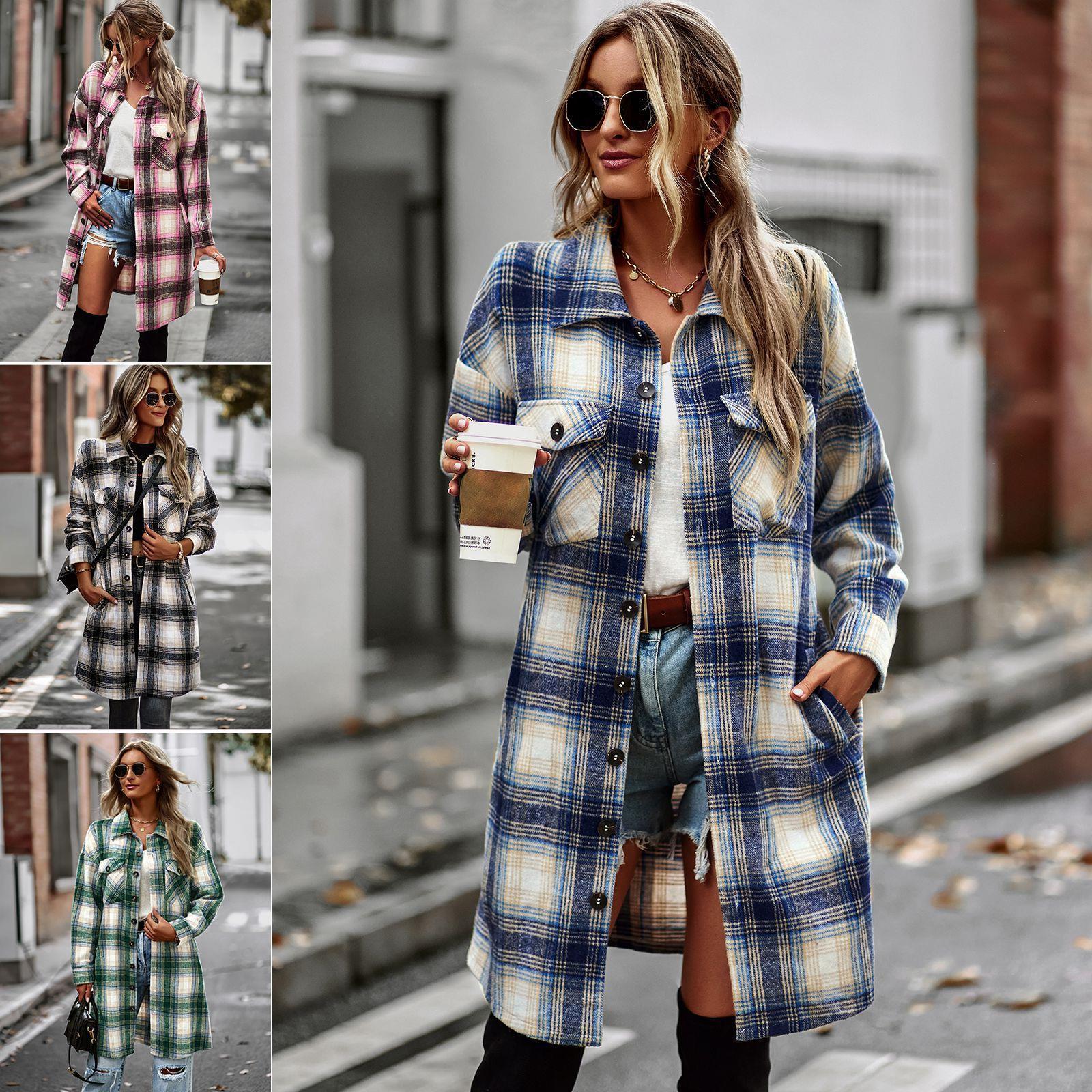Chic Plaid Long Cardigan Coat