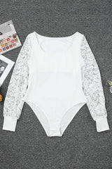 Lace Detail Scoop Neck Long Sleeve Bodysuit-4