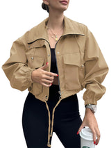 Chic Zip-Up Short Trench Jacket