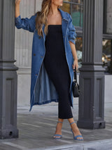 Denim Turtleneck Windbreaker Jacket