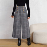Plaid Wide Leg Office Pants