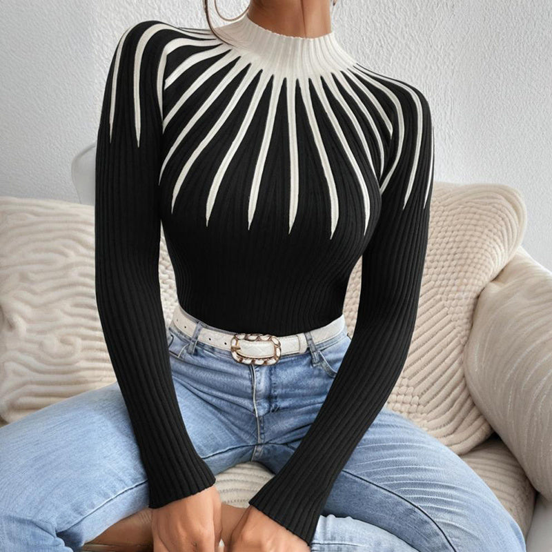 Slim Fit Mock Neck Ribbed Sweater