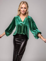 V-Neck Three-Quarter Sleeve Blouse-5