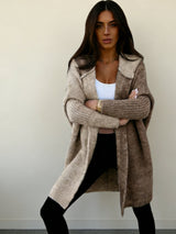 Color Block Hooded Knit Cardigan