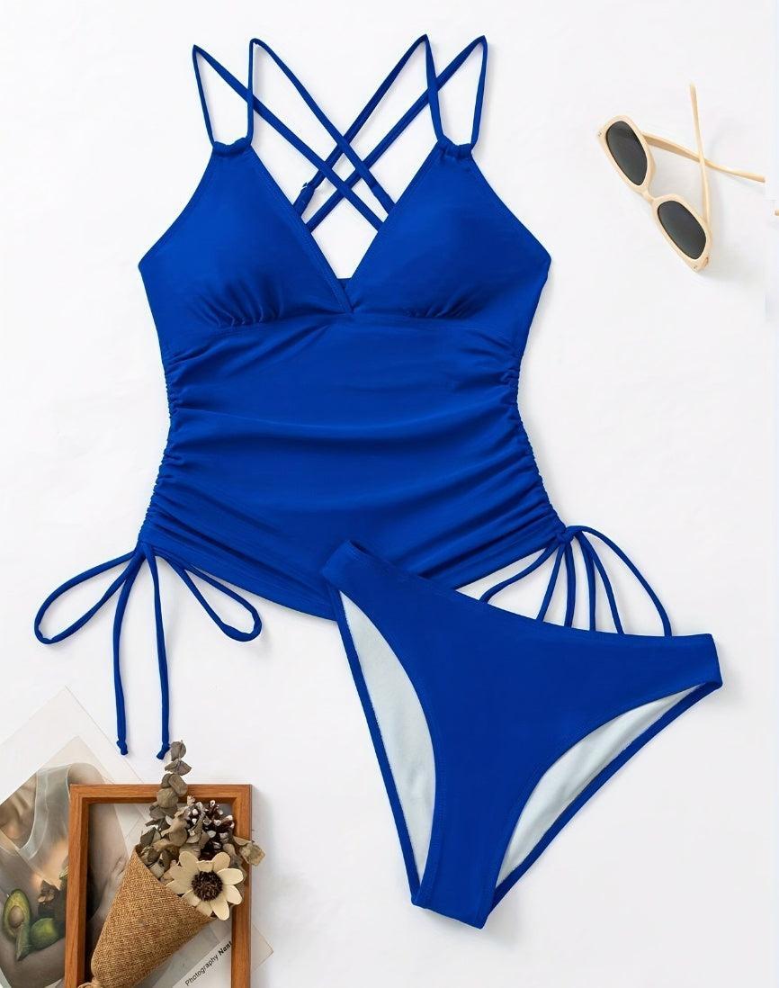 Women's Solid Color Swimsuit with Split Briefs