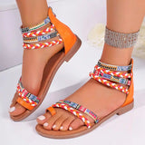 Ethnic Colorful Stitching Large-Size Flat Sandals