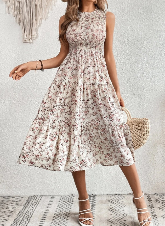Floral Print Layered Hem Maxi Dress for Women | Beach & Vacation Ready