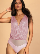 Sequin Surplice Sleeveless Bodysuit-8