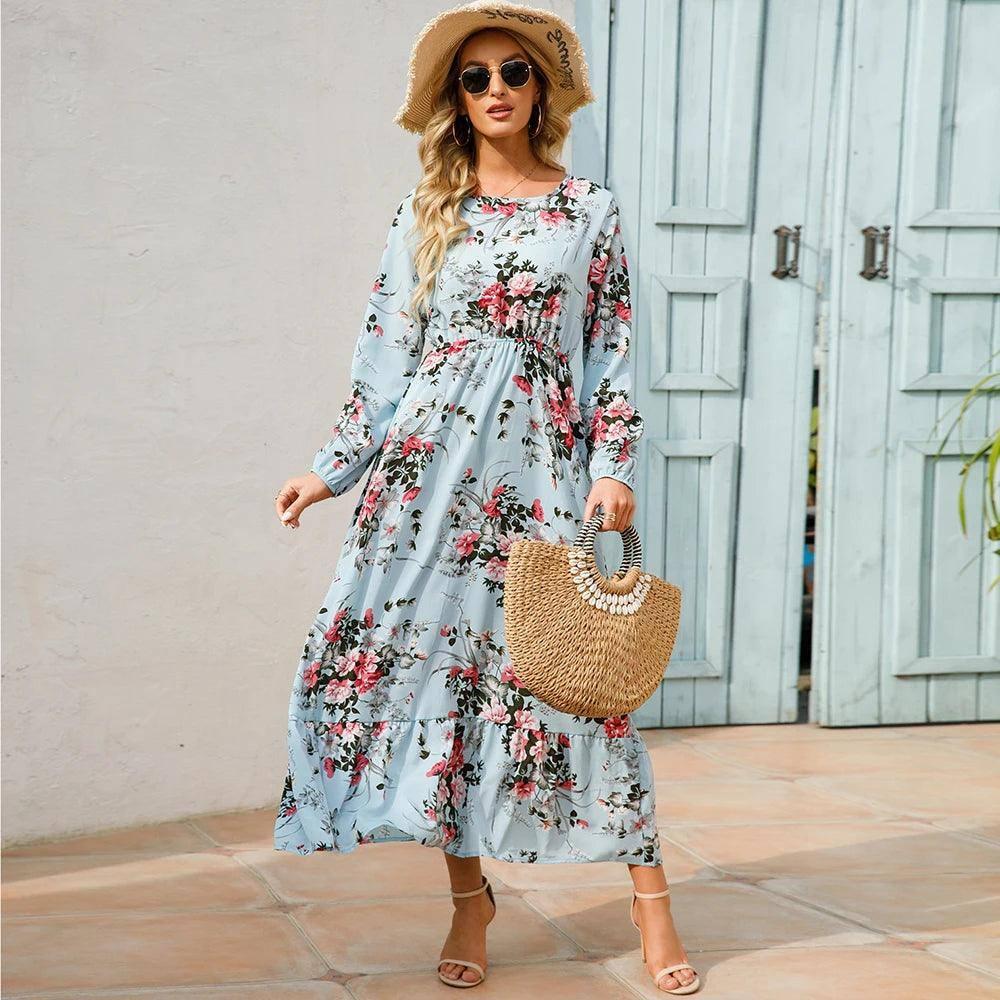 2023 Sping Summer Bohemian Women Maxi Dress Casual Long-3-9