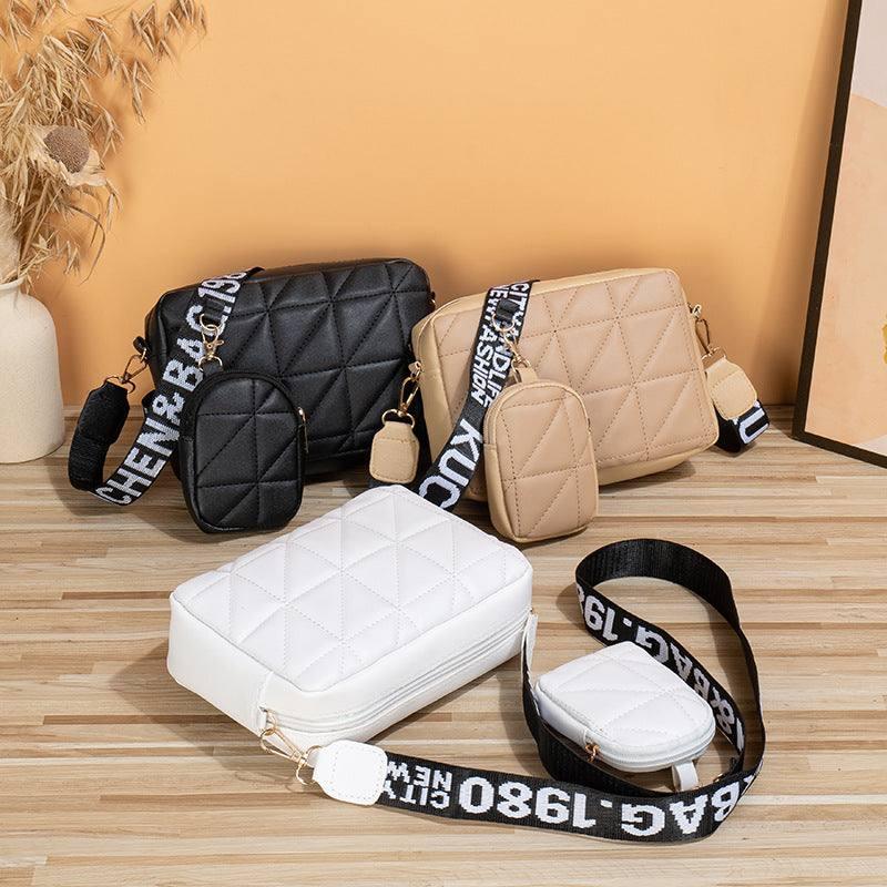 2Pcs Rhombus Shoulder Bag With Wallet Letter Print Wide-3