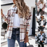 Autumn And Winter Long-Sleeved Plaid Shirt Jacket Women-1