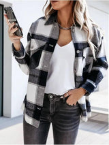 Autumn And Winter Long-Sleeved Plaid Shirt Jacket Women-11