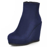 Autumn And Winter Women Platform Platform Wedge Boots-Blue-1