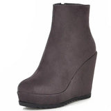 Autumn And Winter Women Platform Platform Wedge Boots-Grey-2