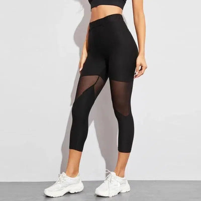 Black Patchwork Mesh Leggings Women's Jeggings Legins Women-5