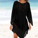 Beach Cover Up Beach Tunic Swimsuit Tunic For Beach 2023 Bathing Suit Cover Ups Lace Bikini Cover Up Saida De Praia Beach Wear-Black-5