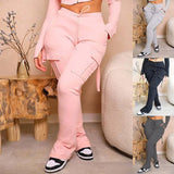 Cargo Pants With Pockets High Waist Drawstring Wide Leg Straight Trousers For Women Overalls-1