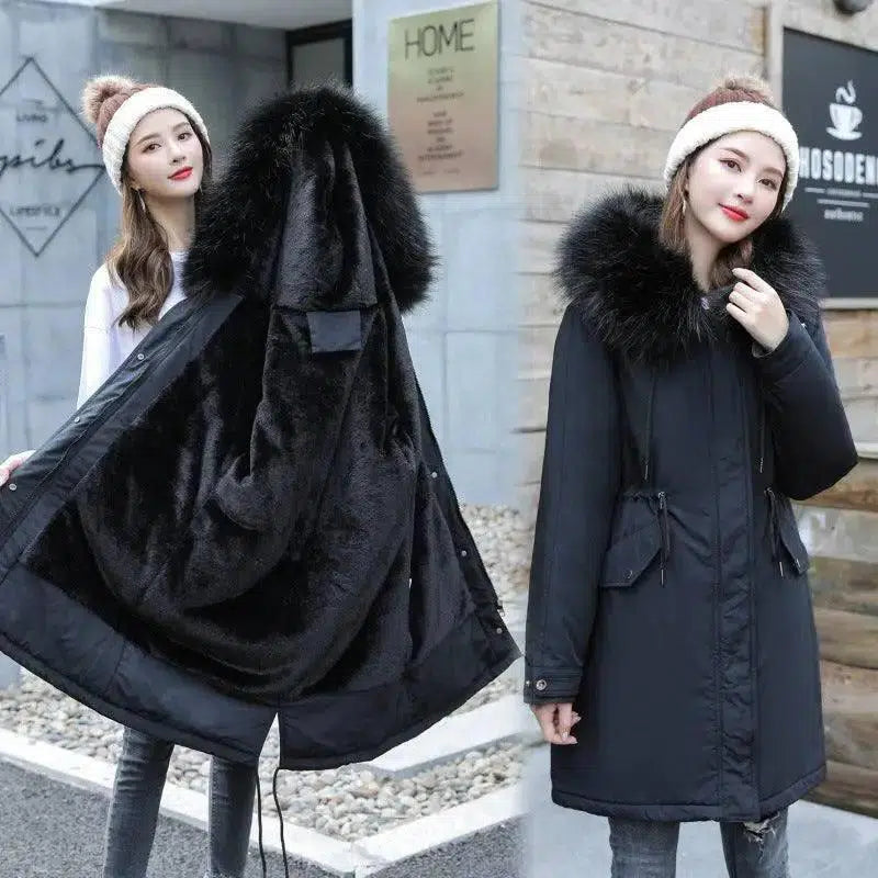 Casual, versatile hooded coat-Black-2