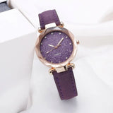 Casual Women Romantic Starry Sky Wrist Watch Leather Rhinestone Designer Ladies Clock-15