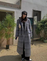 Checked Double-sided Wool Coat For Women Long Knee-length-7